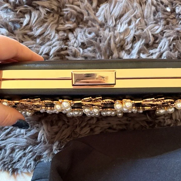 Embellished Black Floral Clutch - Picture 3 of 5